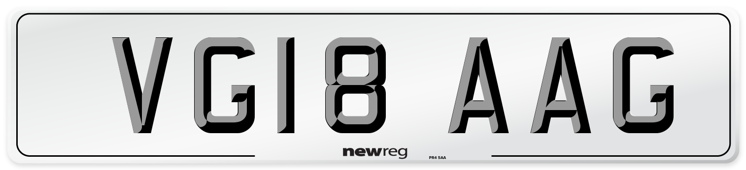 VG18 AAG Number Plate from New Reg